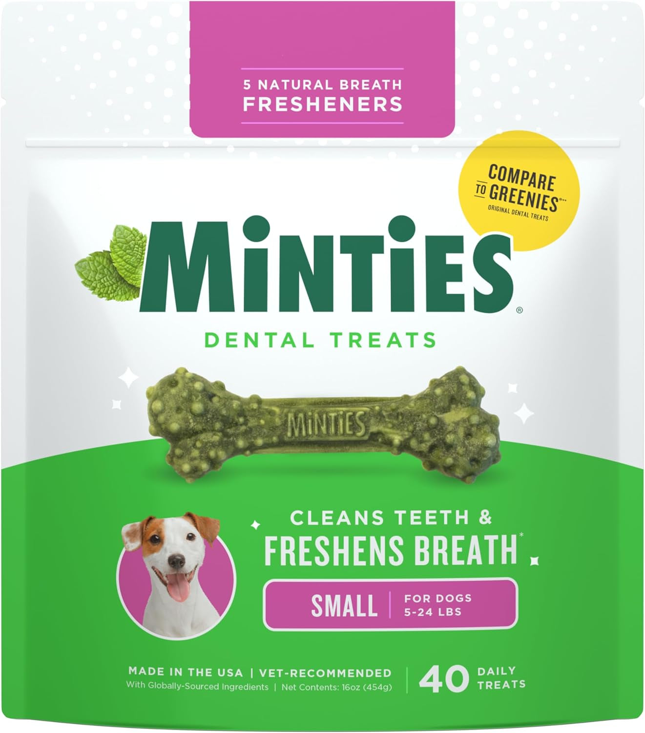 Vetiq Dog Dental Bone Treats, Dental Chews for Dogs, (Perfect for Tiny/Small Dogs under 40 Lbs)